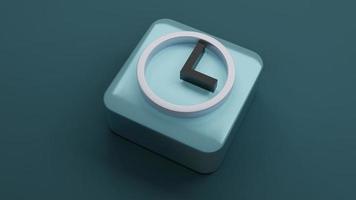 clock icon on square shape , 3d rendering photo