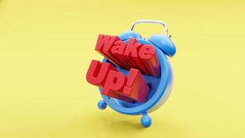 retro vintage Alarm clock with wake up wording Time concept 3d rendering photo