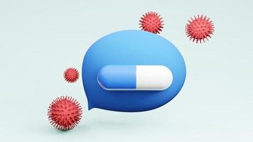 speech bubbles thinking balloon with Capsules and viruses Infographic design 3d rendering photo