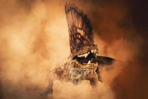 Dimetrodon  Dinosaur on smoke background photo