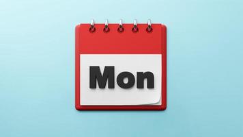lunes lunes en el calendario de escritorio de papel representación 3d foto