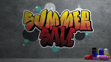 summer sale Graffiti on concrete wall  texture Stone wall background. 3d rendering photo