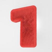 number made from fur . 3d render photo