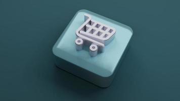 Shopping cart icon on square shape , 3d rendering photo