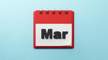 Mar on  paper desk  calendar  3d rendering photo