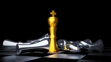 Gold and silver chess battle,Chess victory,chess concept,3d illustration 3d rendering photo