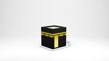 kaaba en masjid al haram concepto de celebración islámica eid al adha o hajj 3d ilustración. representación 3d foto