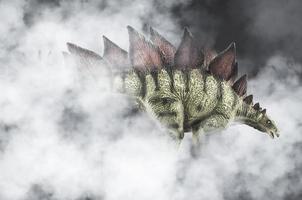 estegosaurio, dinosaurio sobre fondo de humo foto