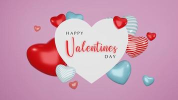 Valentines day with red and pink hearts, Valentine's day concept , 3D rendering photo