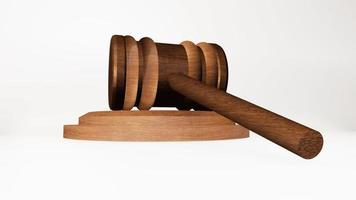 hammer law Wooden judge gavel  HAMMER AND BASE 3D render photo