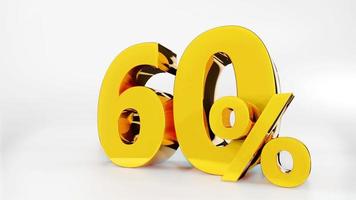 60 percent Golden symbol , 3D render photo