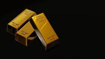 Render 3d de concepto financiero de barra de oro de ladrillo dorado, tomas de estudio foto