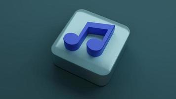 Music notes, song, melody icon on square shape , 3d rendering photo