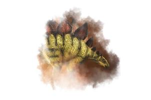 Stegosaurus , dinosaur on smoke background photo