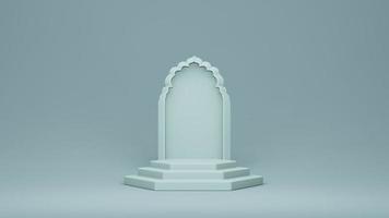 Step Stage Podium Stage backdrop with Arabic arch . 3d rendering photo