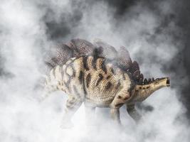 dinosaurio estegosaurio sobre fondo de humo foto