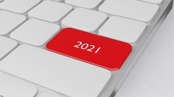 teclado de computadora con palabra 2021, clasificación 3d foto