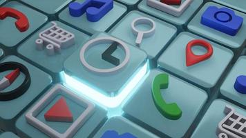 clock icon on square shape , 3d rendering photo