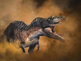 dinosaurio gorgosaurus sobre fondo de humo