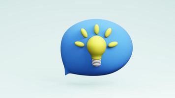 speech bubbles thinking balloon with light bulb idea Infographic design 3d rendering photo