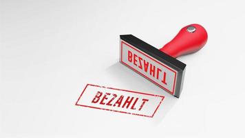 BEZAHLT rubber Stamp 3D rendering photo