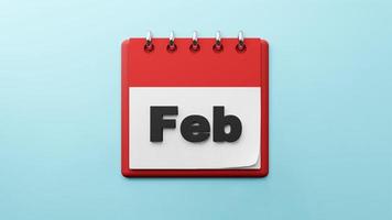 feb on  paper desk  calendar  3d rendering photo
