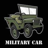 military car vehicle cartoon, Design element for logo, poster, card, banner, emblem, t shirt. Vector illustration