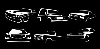 conjunto de logotipo de coche moderno, iconos, elemento de diseño para logotipo, afiche, tarjeta, pancarta, emblema, camiseta. ilustración vectorial vector