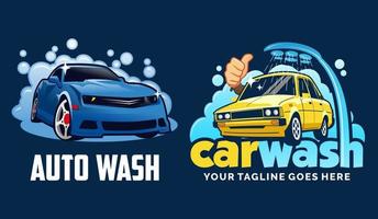 set of Car wash logo design inspiration, Design element for logo, poster, card, banner, emblem, t shirt. Vector illustration