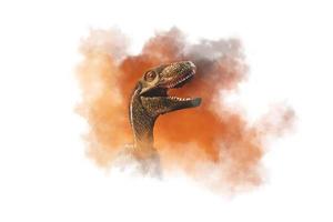 dinosaur , Velociraptor on smoke background photo