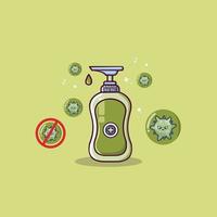 Hand sanitizer illustration in flat cartoon vector