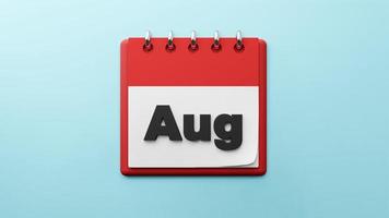 Aug on  paper desk  calendar  3d rendering photo