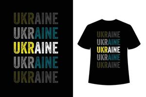 ukraine beautiful repeated words typographic t shirt in blue and yellow color vector