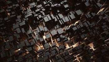 Futuristic Gold and Black squares extruded abstract background , 3d rendering photo