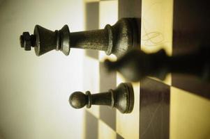 Chess Pawn, King, Queen, bishop, knight rook, black and white photo