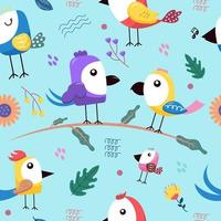 Cute Spring Bird Seamless Pattern vector