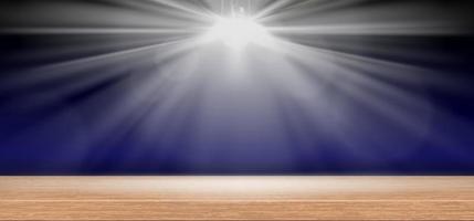 wood shelf empty on spotlight vector