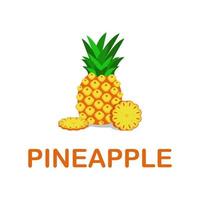 PINEAPPLE ISOLATED OBJECT WITH WHITE BACKGROUND, WHOLE AND SLICE, SUMMER FRUIT FOR HEALTHY AND LIFESTYLE vector