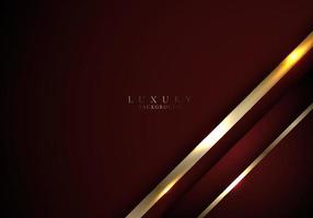 Abstract 3D red and golden stripes triangles shapes with shiny gold lines lighting effect on dark background vector