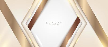 Abstract elegant 3D geometric golden stripes with lighting effect on white background luxury style vector