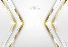 Abstract elegant modern template design 3D white and gold arrow with lighting on clean background luxury style vector