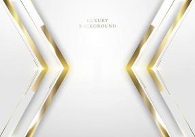 Abstract elegant modern template design 3D white and gold arrow with lighting on clean background luxury style vector