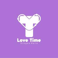 T and love letter logo, simple flat design for health or fitness center logo vector