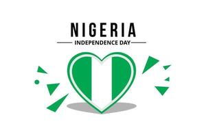 bandera de nigeria en medio de un adorno de corazón con color original vector