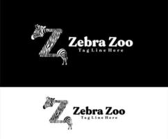 logotipo de la letra z con cabeza y cola de cebra vector