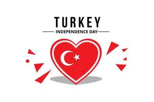 Turkey Flag Vector With Heart Pattern