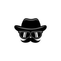 vector gentleman wearing hat with glasses