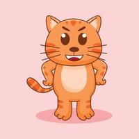 Cute orange cat standing, cartoon vector illustration