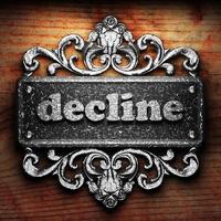 decline word of iron on wooden background photo