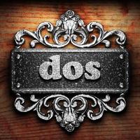 dos word of iron on wooden background photo